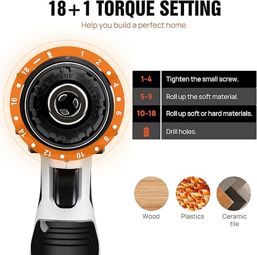Miniatura 3 de Juego de destornilladores eléctricos inalámbricos, 1 batería de 1.5 AH, 18+1 taladro de torsión, 26 accesorios - broca, zócalo, broca de
