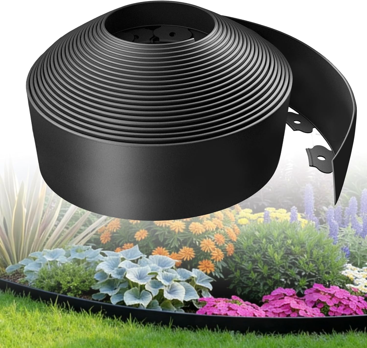 Kryonix Landscape Edging, Garden Edging 4 Inch Tall 60 FT Plastic Flexible with 75 Stakes for Gardens, Lawns, Landscaping, Flowerbeds