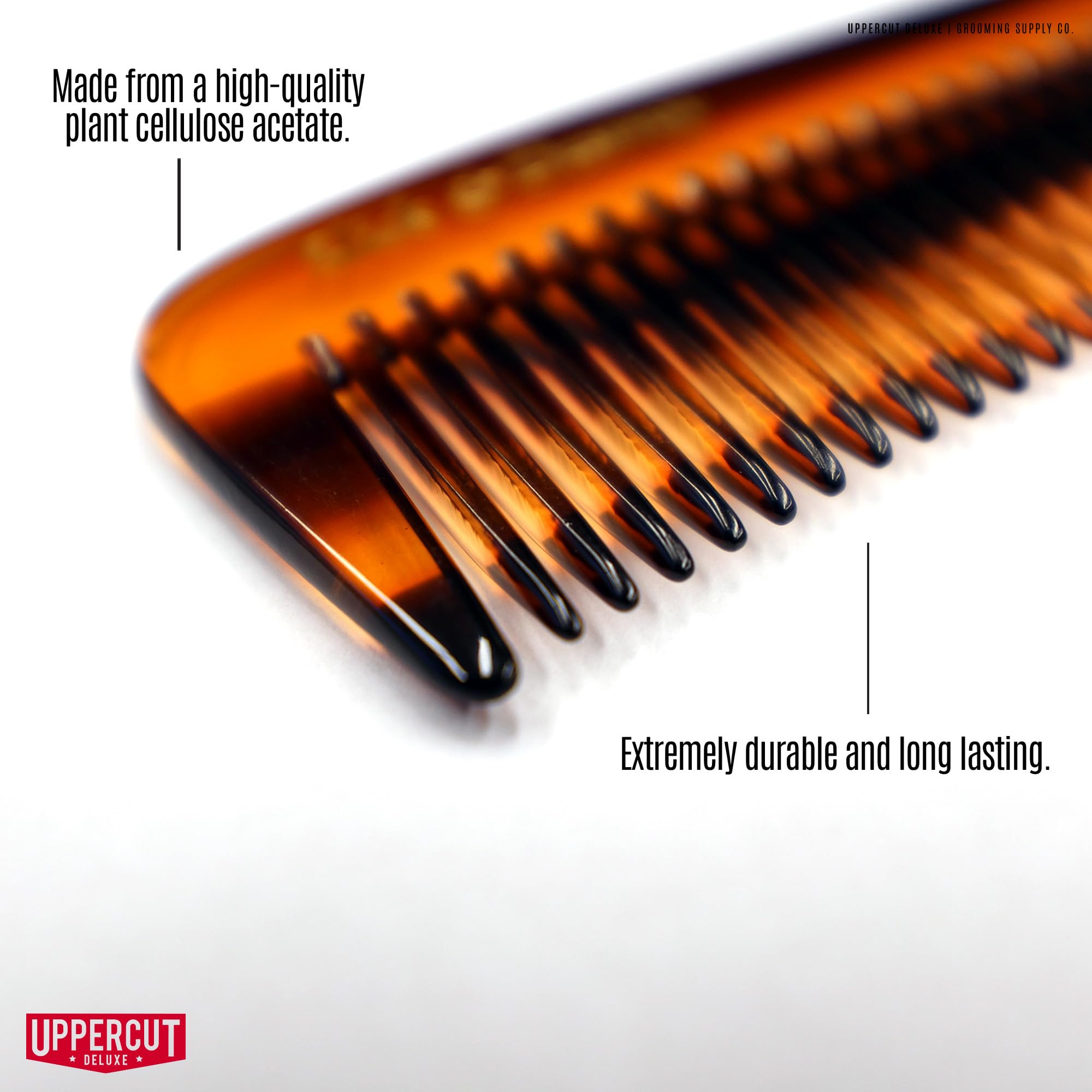 Uppercut Deluxe CT9 Styling Comb, Flat Handled Long Toothed Hair Comb for Ultimate Styling Control, Ideal for Grooming Medium to Long Hair Styles