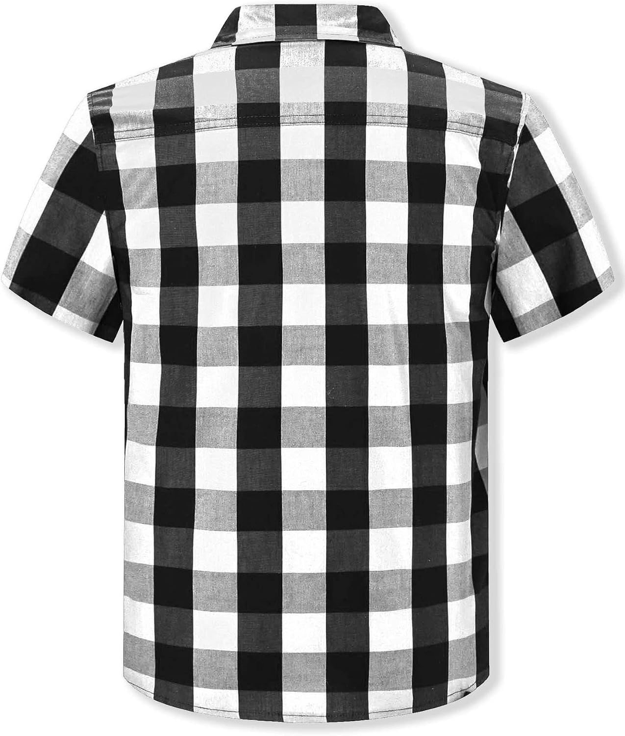 Cromoncent Men & Boys Plaid Button Down Short Sleeve Shirt with Pocket