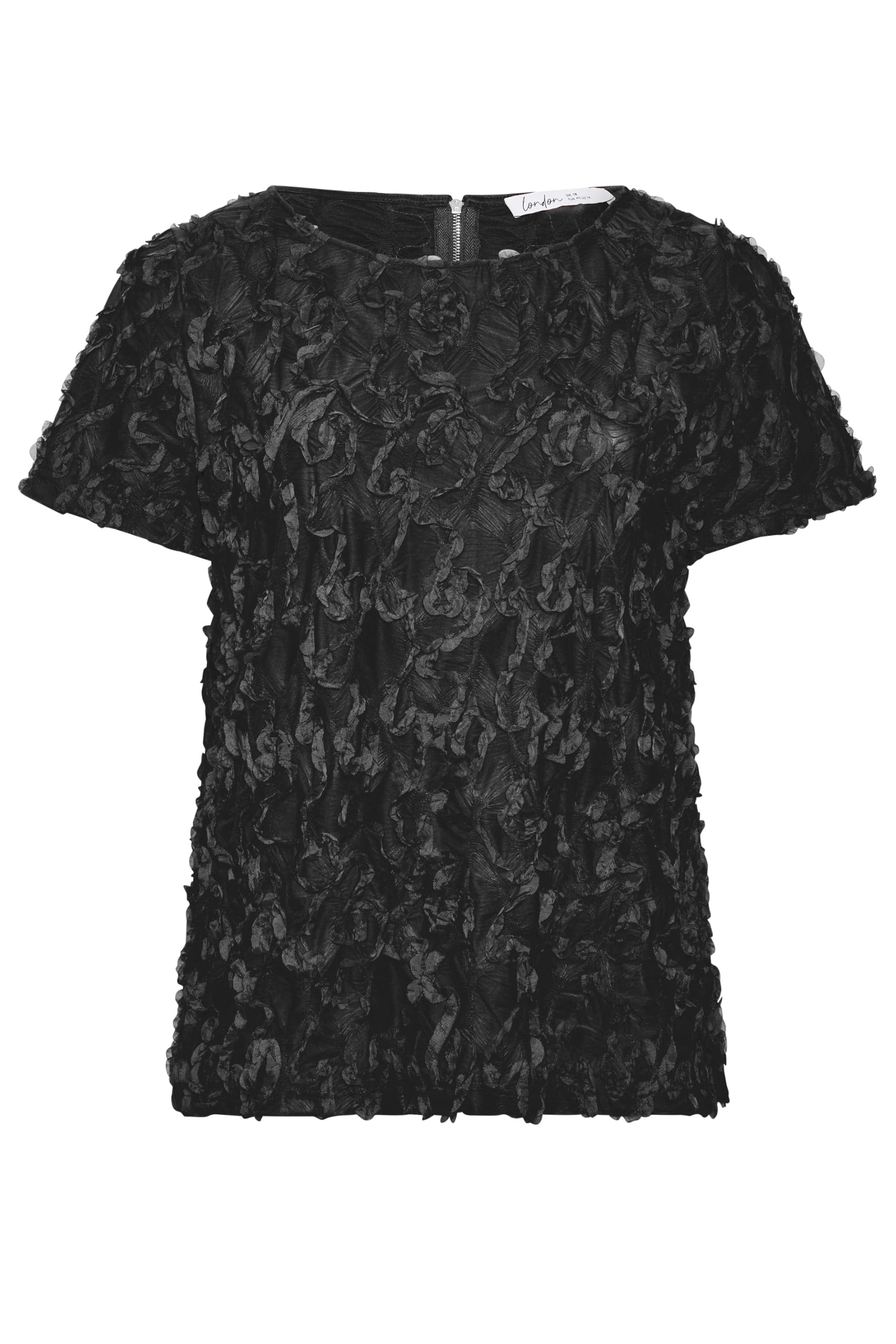 Yours Women's Black 3D Abstract Top In | Size: 24