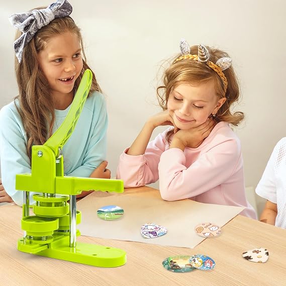 Button Maker Machine Button Machine (58 mm/75 mm/Heart-Shaped) Button Machine Badge Maker Machine with 20 Pieces Button Pieces Each Size Circle Cutter Cutting Mat for Button Press