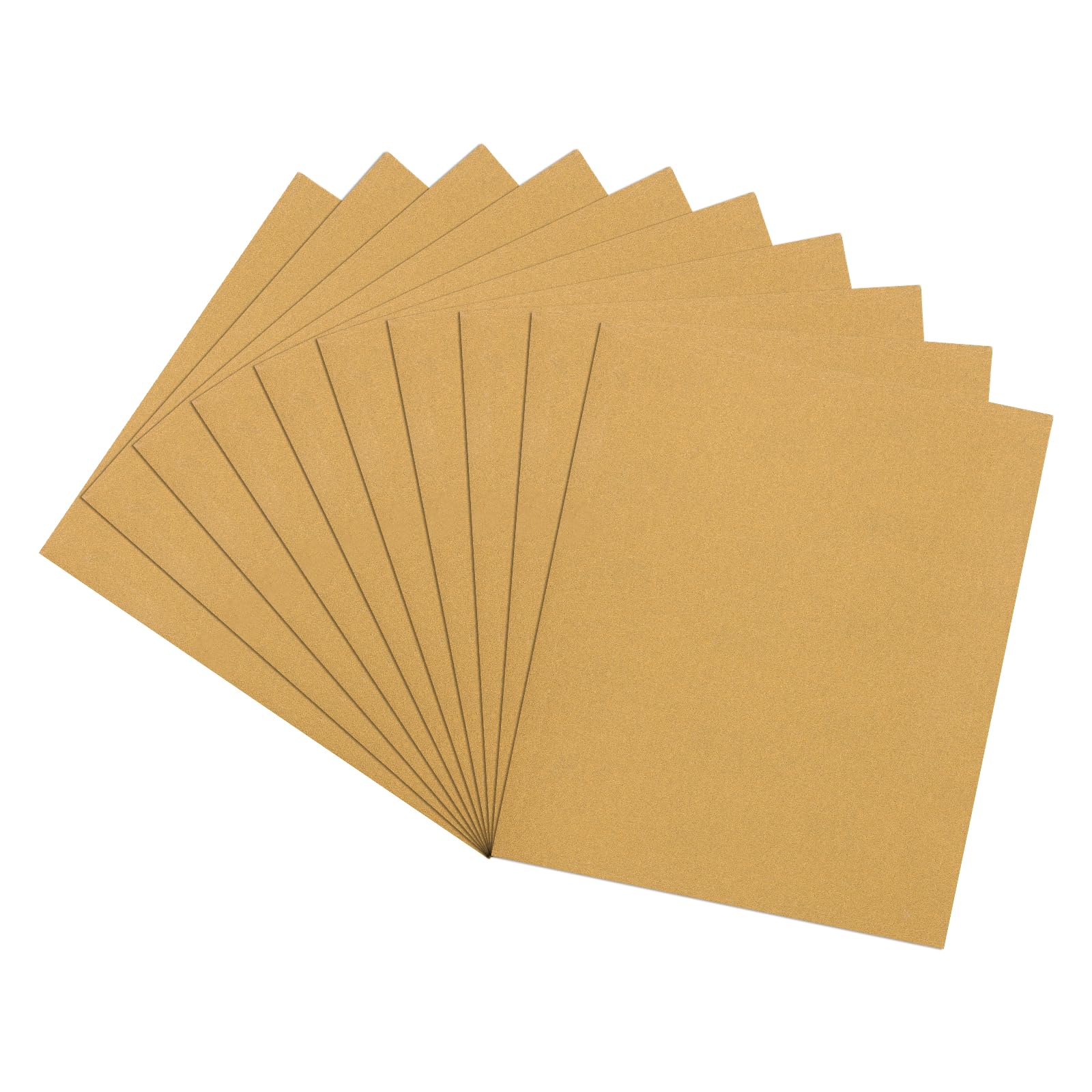 Rebower 10 Pcs 220 Grit Sandpaper, 9 x 11 Inch Sand Paper Alumina Abrasive Sanding Paper [ for Wood Craft & Furniture Repair & DIY Projects & Drywall Metal Auto Grinding], Gold
