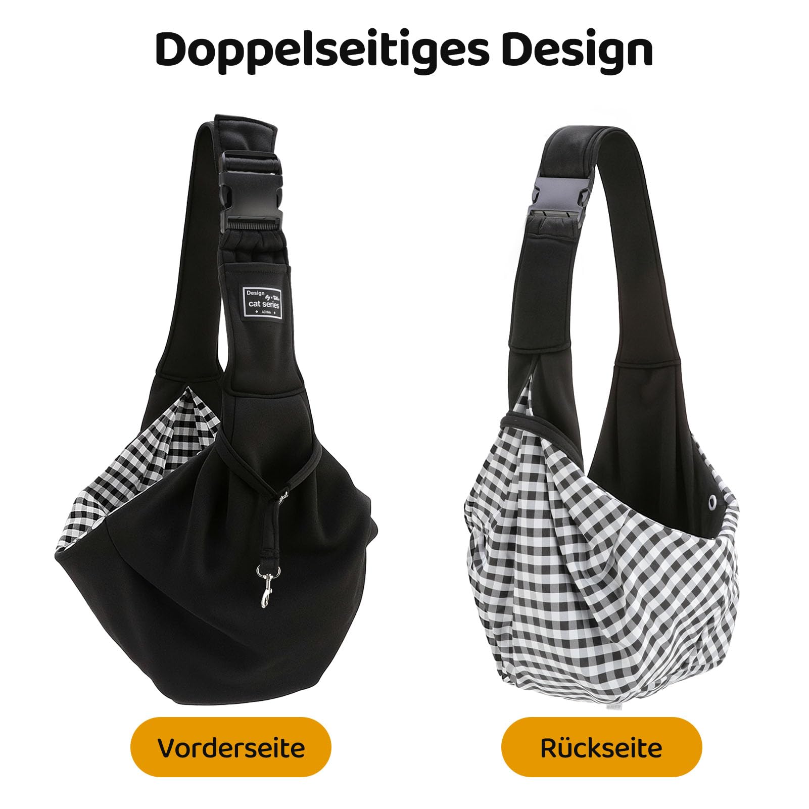 Sac de Transport pour Chien Chat Jusqu’à 7.5 KG, Réglable Sac de Transport avec Corde de Sécurité pour Petit Animaux, Sac à Bandoulière pour L'extérieur, Les Voyages, Le Métro