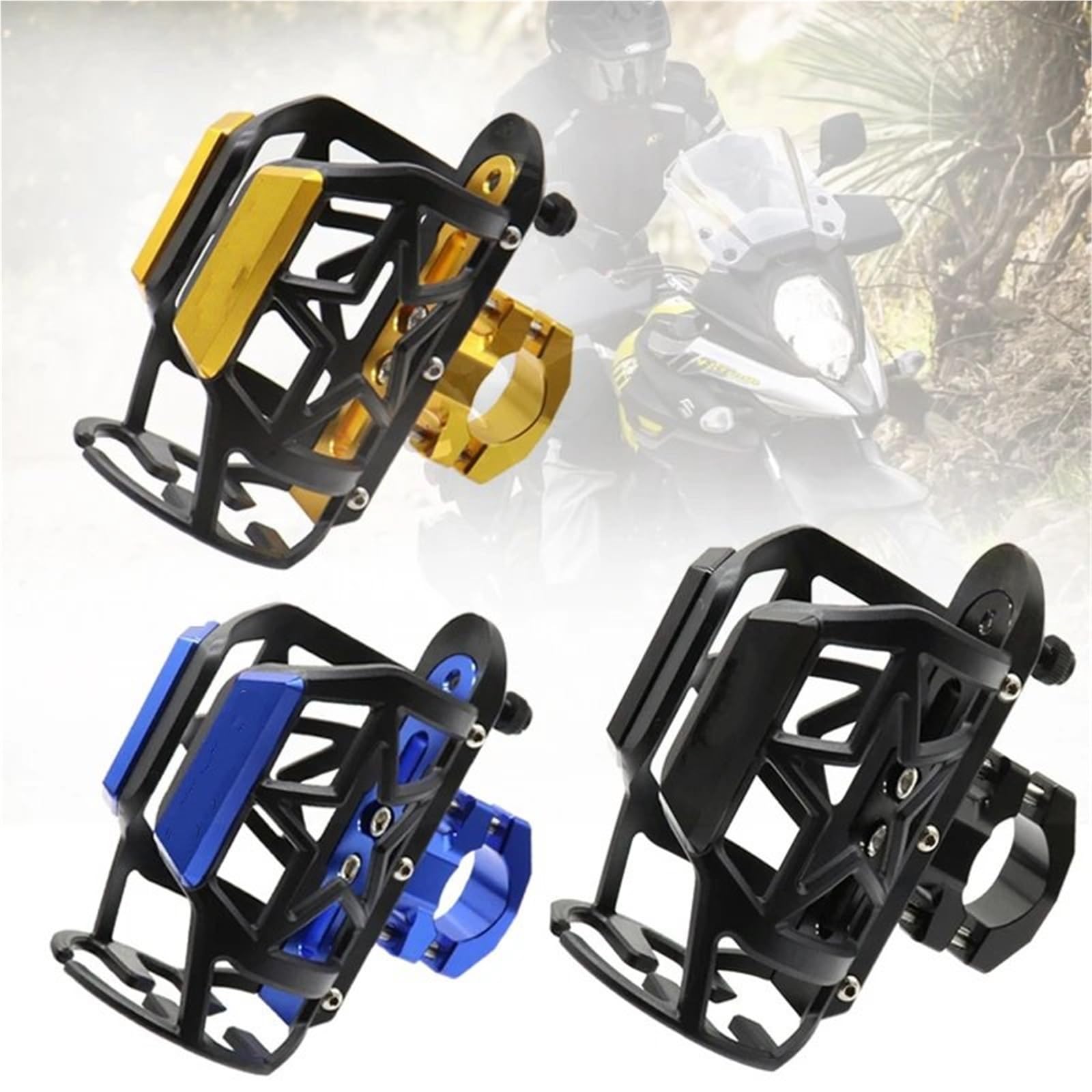 Uchwyt na Bidon Pasuje do SUZUKI VSTROM DL 250 650 650/XT 1000XT, uchwyt na bidon, stojak na kubek do napojów(Gold)
