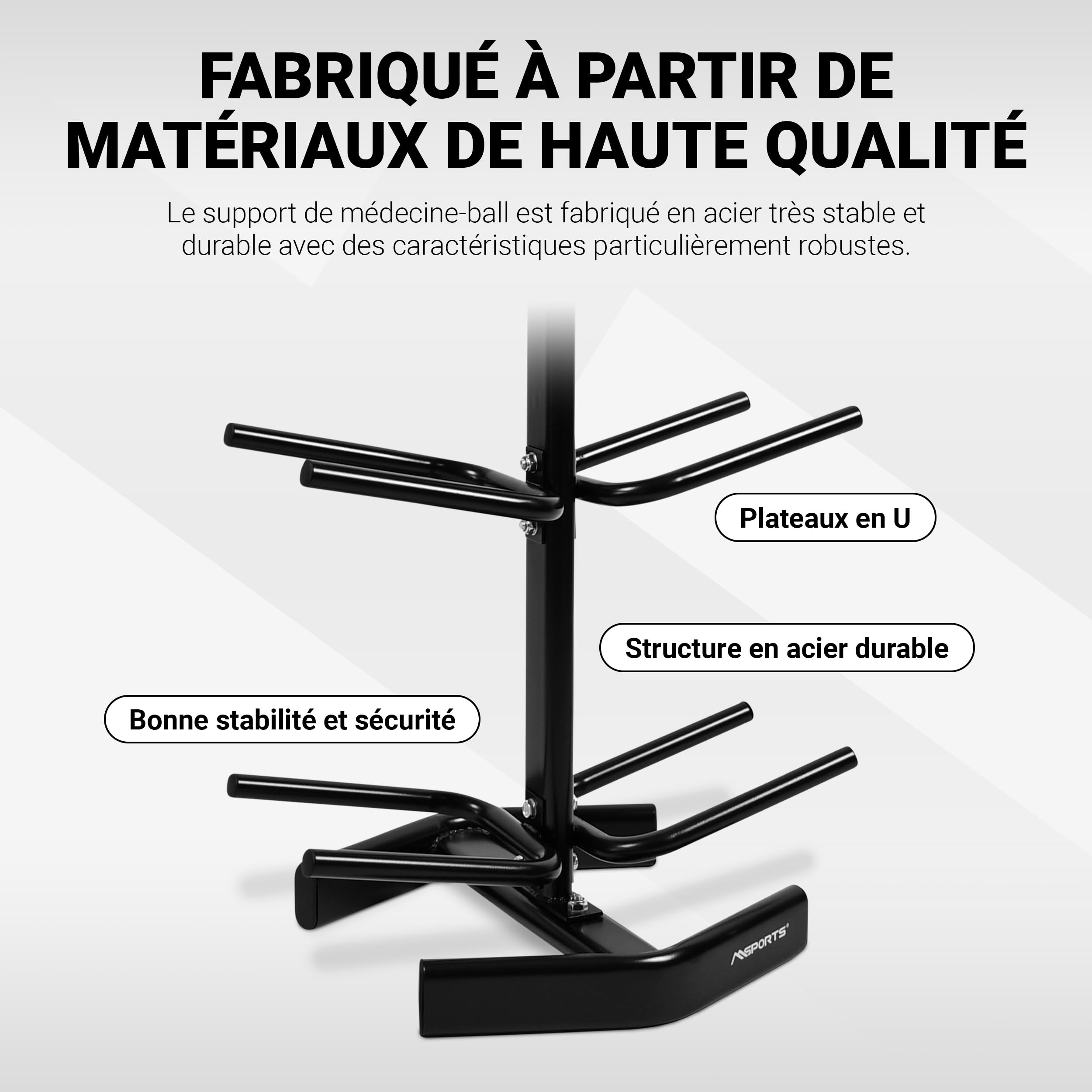 MSPORTS Étagère pour 10 balles de gymnastique ballon médicinal