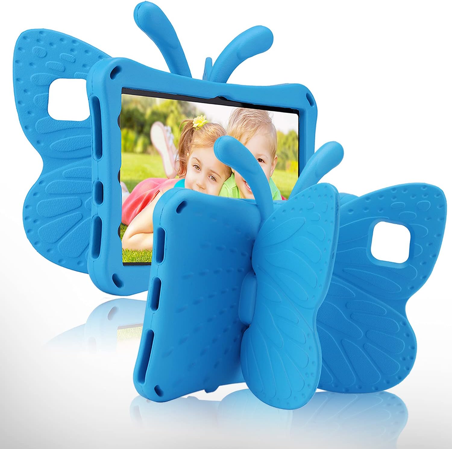 iPad 10.2 Tablet Case Kids,iPad 10.2 7 8 9 Butterfly Case with Kickstand Light EVA Full Boby Drop Protective Rugged Shockproof Kid-Proof iPad 7 8 9 iPad 10.2 Kid Tablet Case for Girl Kid Gift (Blue)