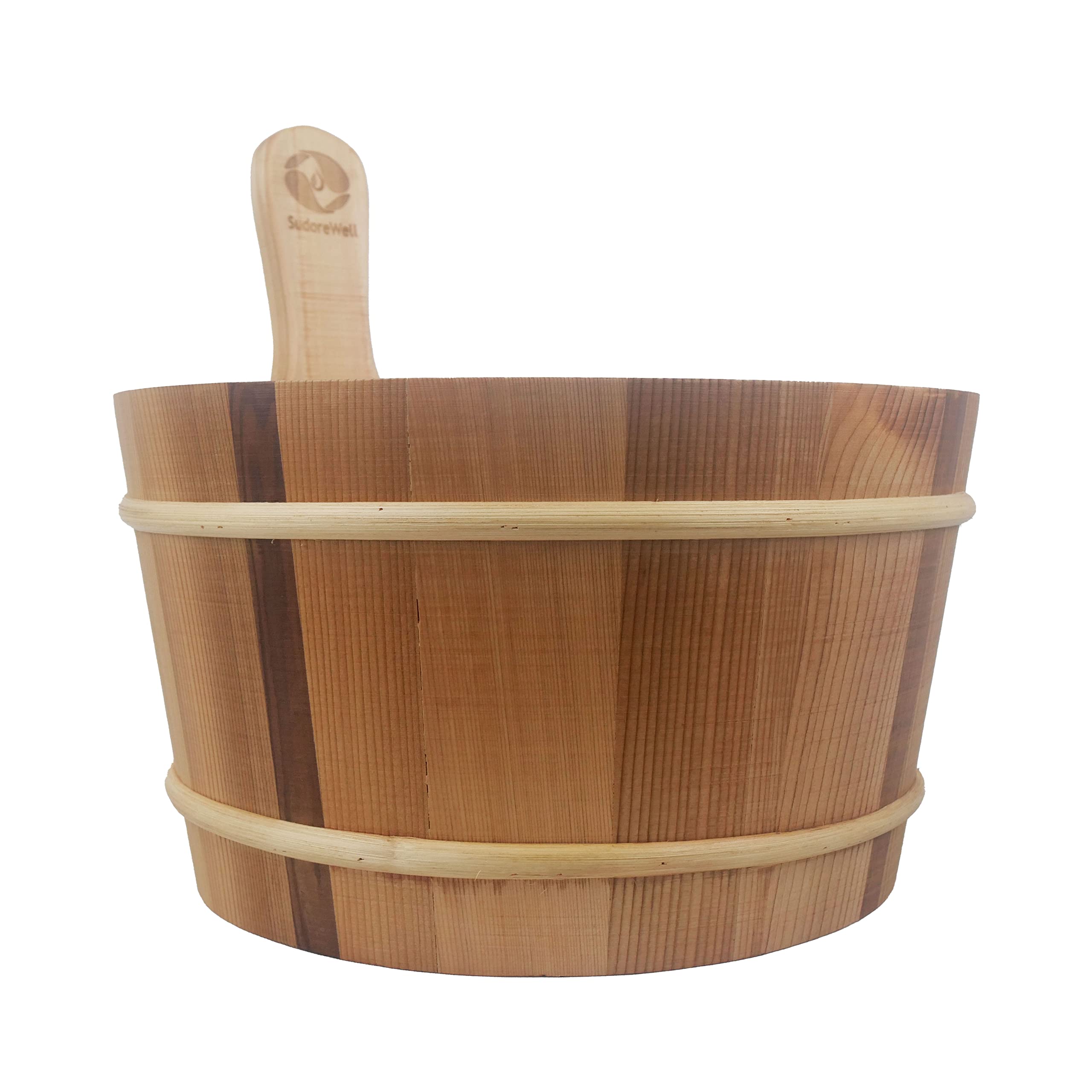 Cubo de sauna y paleta de madera de cedro rojo con protección contra fugas – Cubo de sauna