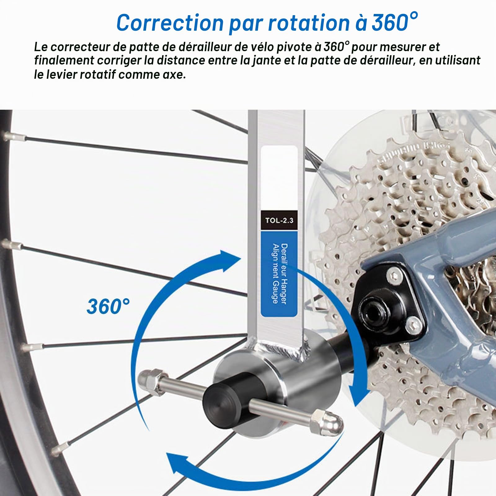 Outil D'alignement de Dérailleur de Vélo,Jauge D’alignement de Patte de Dérailleur, Outils D'étalonnage de Vélo pour VTT Et Vélos de Route