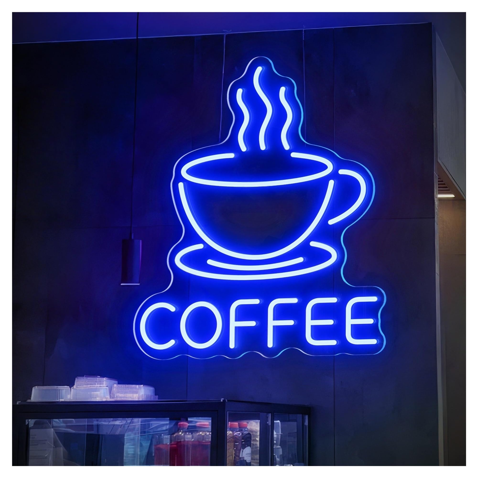 RONGCH Hanging Art Neon Signs Coffee Cup Neon Sign, Suitable for Kitchen Decor with Brightness Adjustable 38cm(C)