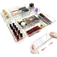 14 PCS Adjustable Clear Drawer Organizer Set - 3-Size Acrylic Storage Boxes for Makeup, Stationery, Kitchen Utensils, Tools & Bedroom Dresser Organization