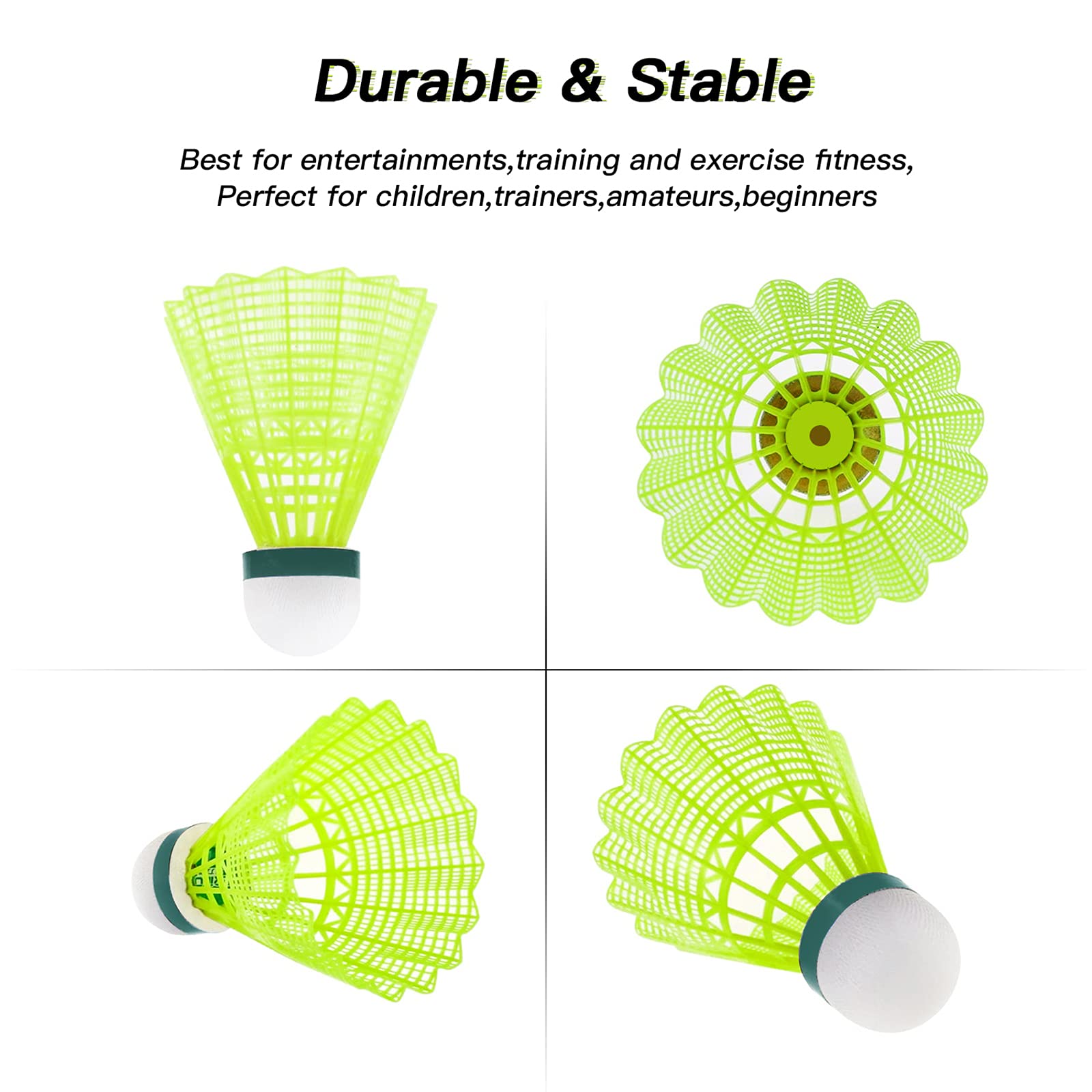 Weidebach® 14 Volants De Badminton, Volants De Badminton Jaune Fluo, Volant En Nylon Pour Badminton, Volant Pour Badminton, Volants Jaune Fluo, Volants Plume, Volants Pour Débutants