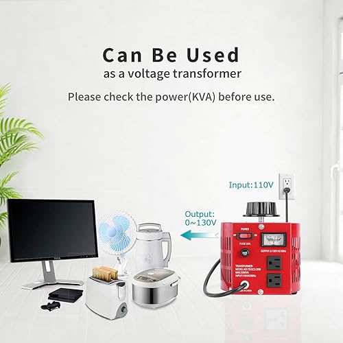 Miniatura 4 de Fuente de alimentación auto del regulador de voltaje de CA del transformador variable de 20 amperios, 2000VA máximo, 0  130 voltios de salida