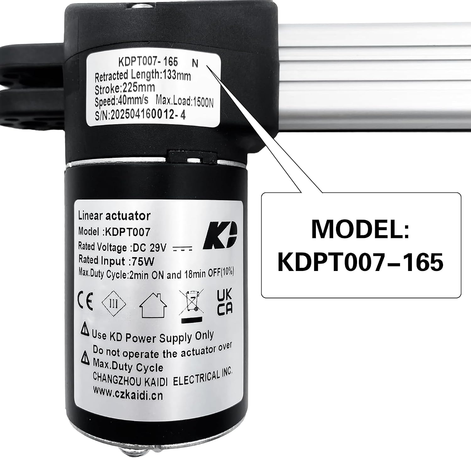 linear actuator kaidi model kdpt007-165 n power recliner lift chairs motor replacement