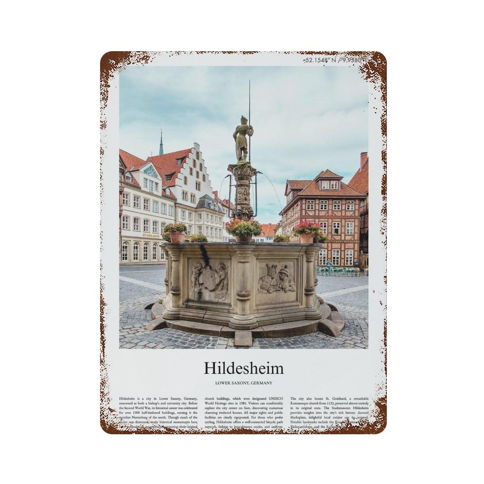 xiaoxiaoshen Hildesheim Lower Saxony, Germany City Scenery Wall Decor Art Metal Tin Poster Modern Home Decor Art Home Bar Shop Decorations Vintage Sign 40x30cm