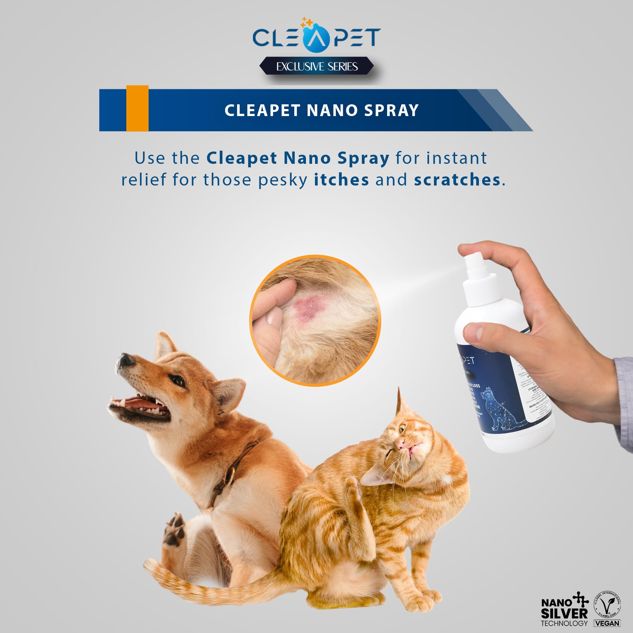 CLEAPET Nano Spray - 250ml - Hair Loss Spray - Body Odor - Allergien - Nano Silver - Colloidal Silver