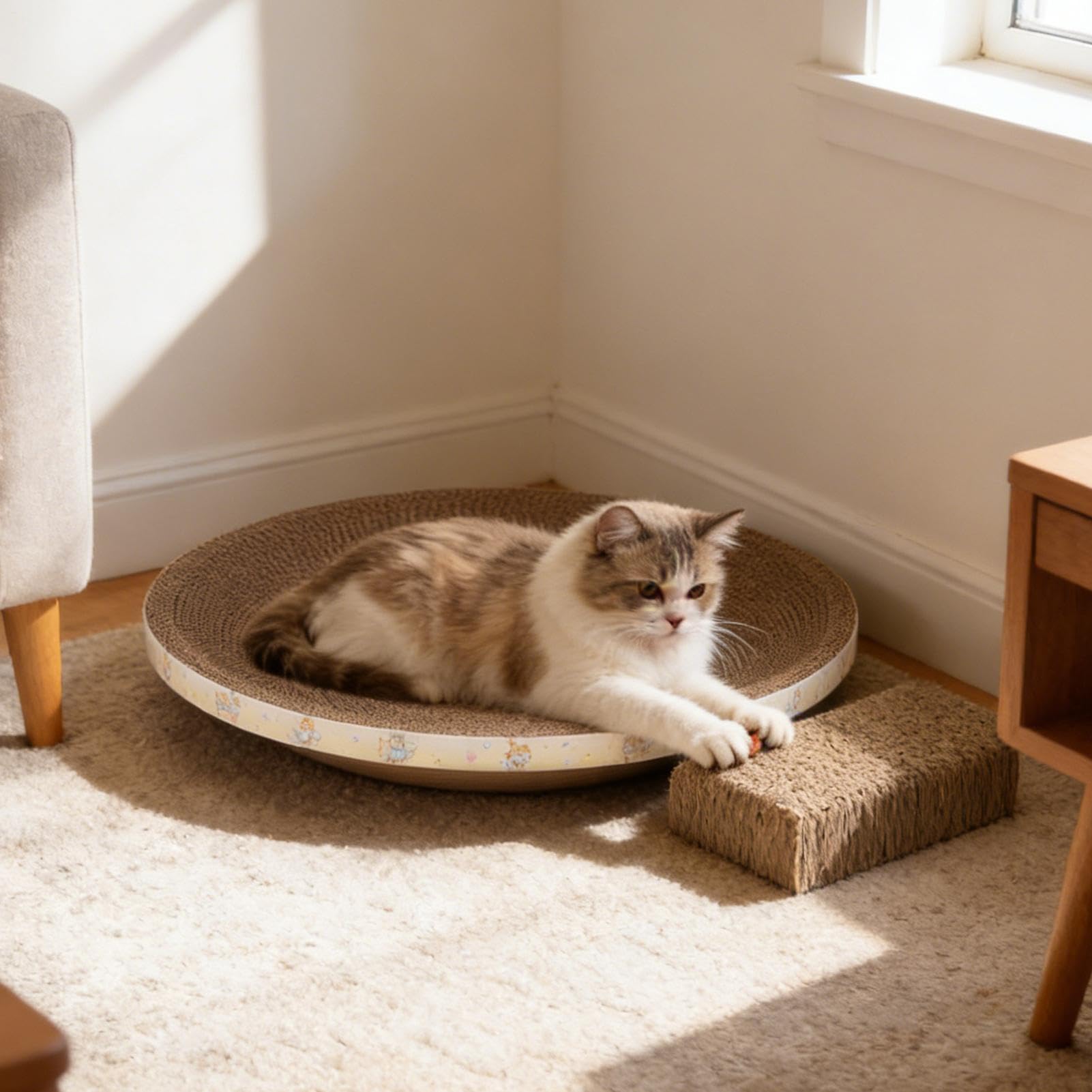 Kratzbrett Für Katzen Rundes Zubehör für Haustiere zur Krallenpflege und