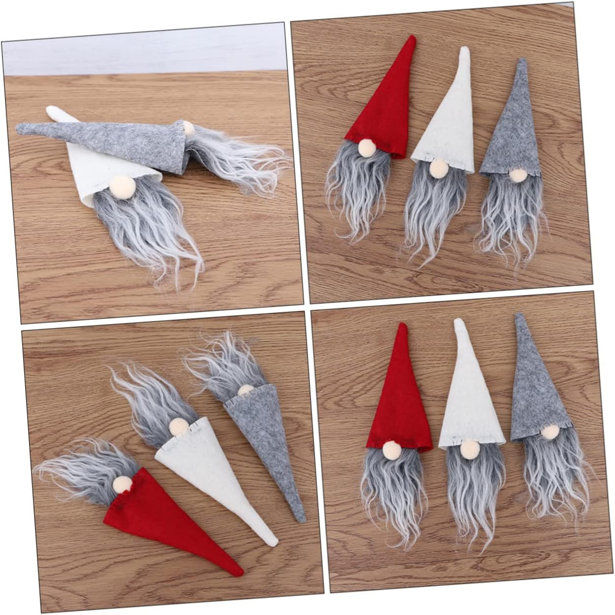 6pcs Christmas Gnome Wine Bottle Covers, Non-woven Plush Bottle Sleeves