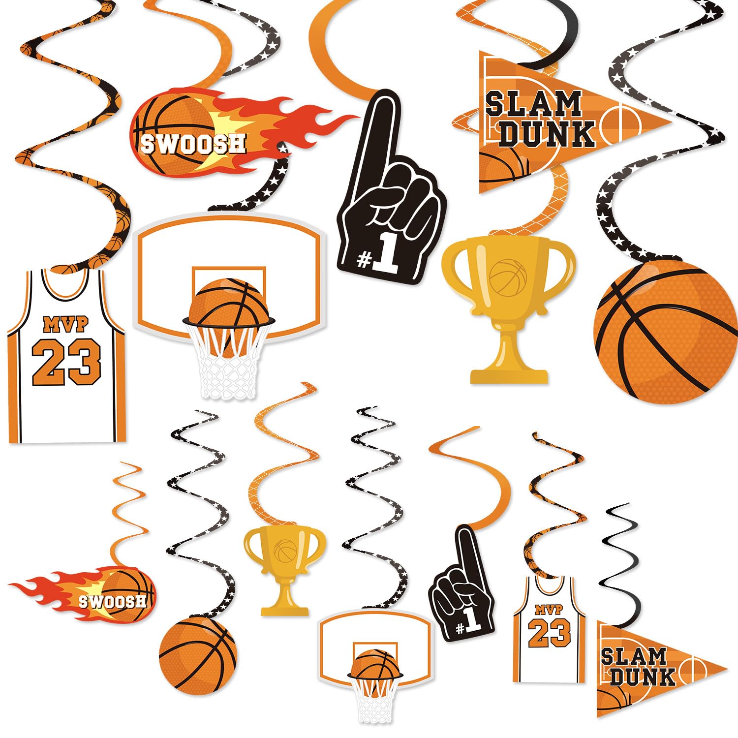 Levfla Basketball Party Decorations Basketball Hanging Swirl Decorations for Sports Birthday Decor Basketball Game Sports Theme Birthday Party