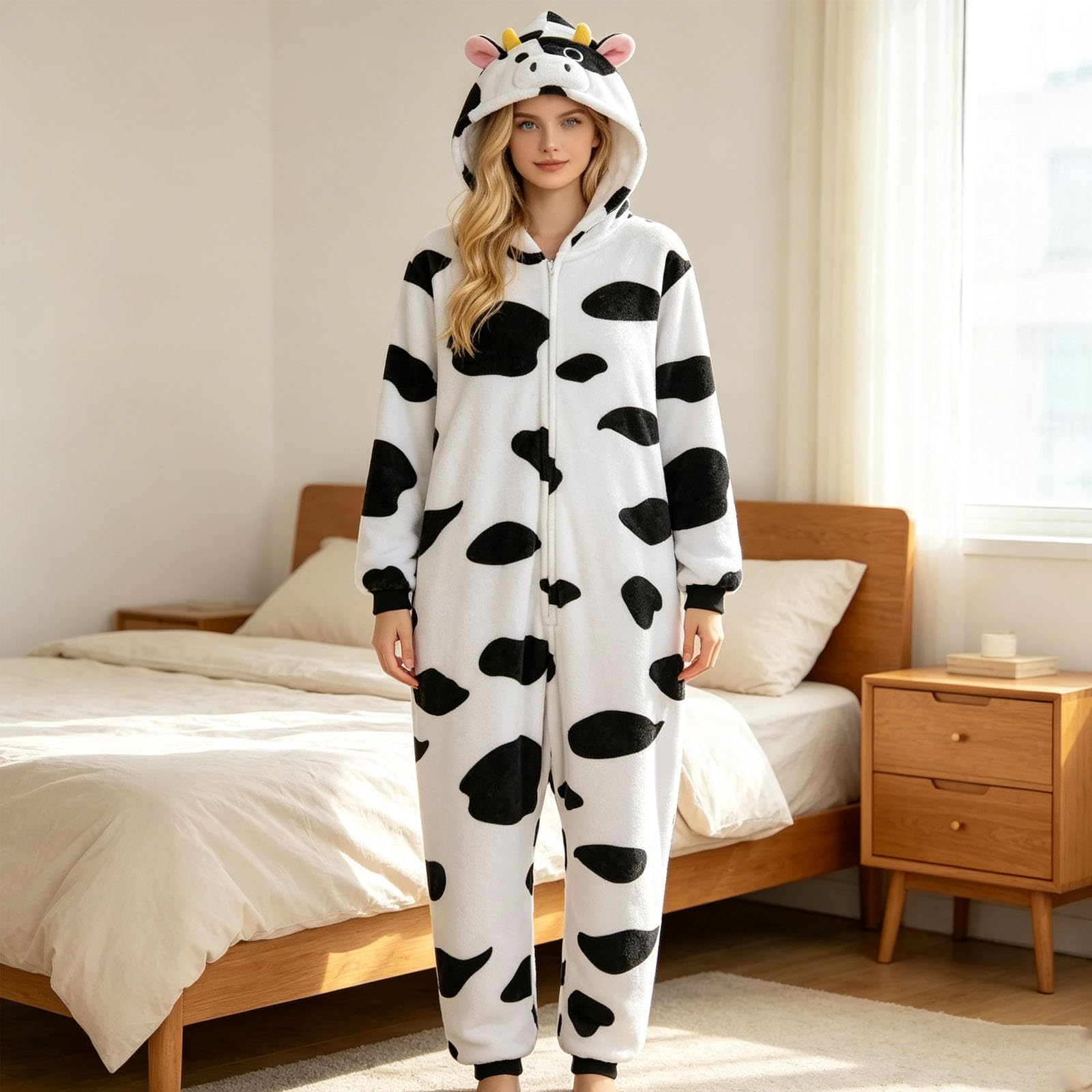 Mono Acogedor con Estampado de para Invierno – con Cremallera, Ropa de Estar por casa de Forro Polar para y Adolescentes.