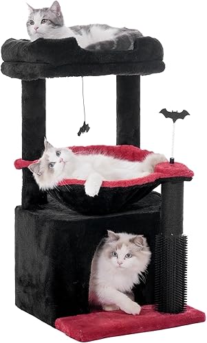 Miniatura 10 de Árbol para gatos pequeños de 32 pulgadas para gatos grandes, torre para gatos adultos con poste rascador, hamaca grande de 15.7 pulgadas y auto