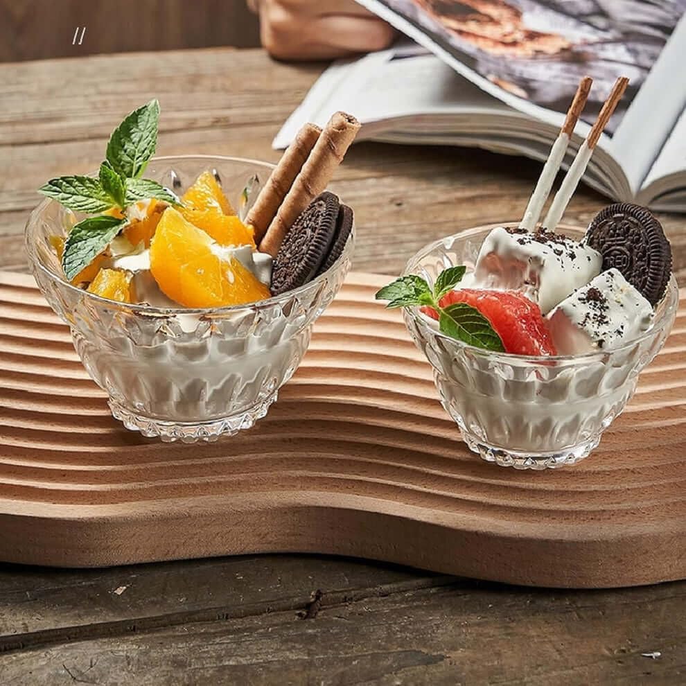 ROSEFINCH 360 ML Ice Cream Glasses Cups Dishes for Desserts, Milkshake,Fruit and Pudding Glass Serving Bowls, Perfect for Home, Restaurants and Parties Dishwasher Safe - (Set of 2)