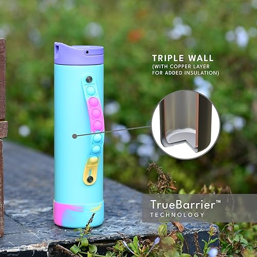 Miniatura 5 de Elemental Botella de Agua Icónica para la Escuela - Botellas de Agua Aisladas 100% a Prueba de Fugas con Tapa de Pajita y Mango Pop-It - Aislamiento