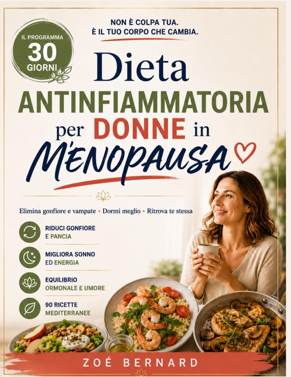 Dieta Antinfiammatoria per Donne in Menopausa: Programma Pratico in 30 Giorni con Ricette Mediterranee Veloci per Ridurre Gonfiore Pancia e Vampate, ... Finalmente te Stessa (Metodo Menopausa)