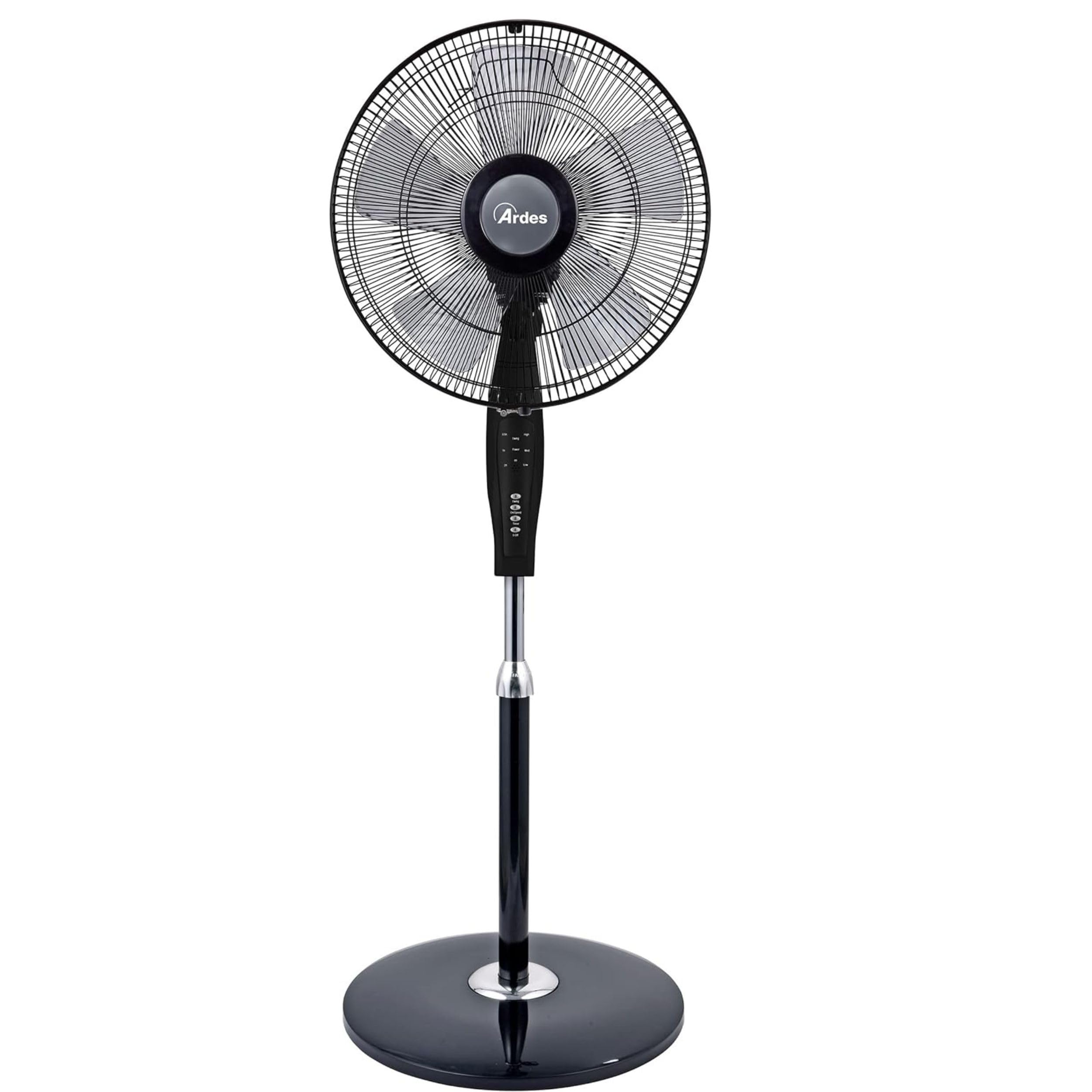ARDES - AR5S40PBR Standventilator, mit Fernbedienung und Timer, leise und leistungsstark, 5 Flügel, 40 cm, oszillierend, mit verstellbarer Höhe und Neigung, 3 Geschwindigkeitsstufen