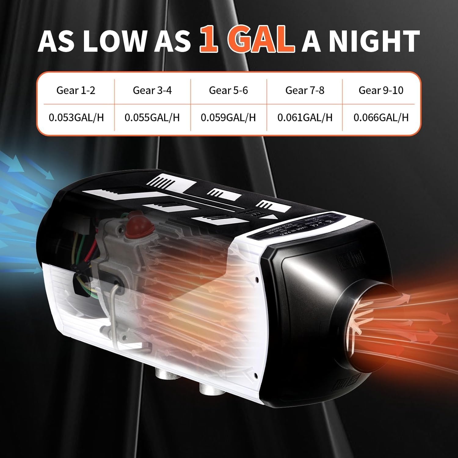 Calefactor diesel 8,3KW, 12V/24V negro, mando a distancia Bluetooth, panel de control LCD, calefactor diesel de alta eficiencia para coche y uso interior, furgonetas, caravanas, camiones y garajes