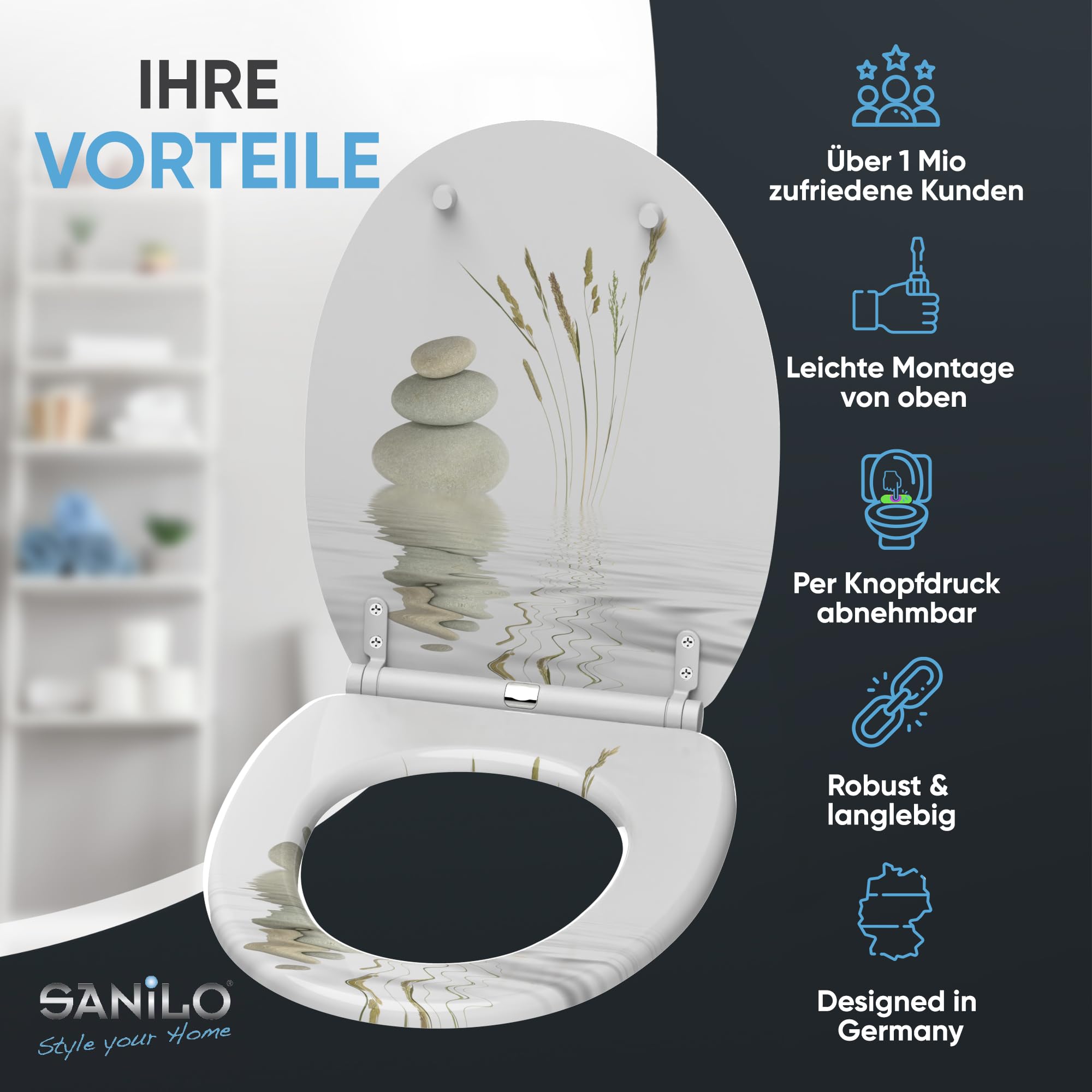 Sanilo WC Sitz mit Absenkautomatik & Quick-Release aus Holz, Balance