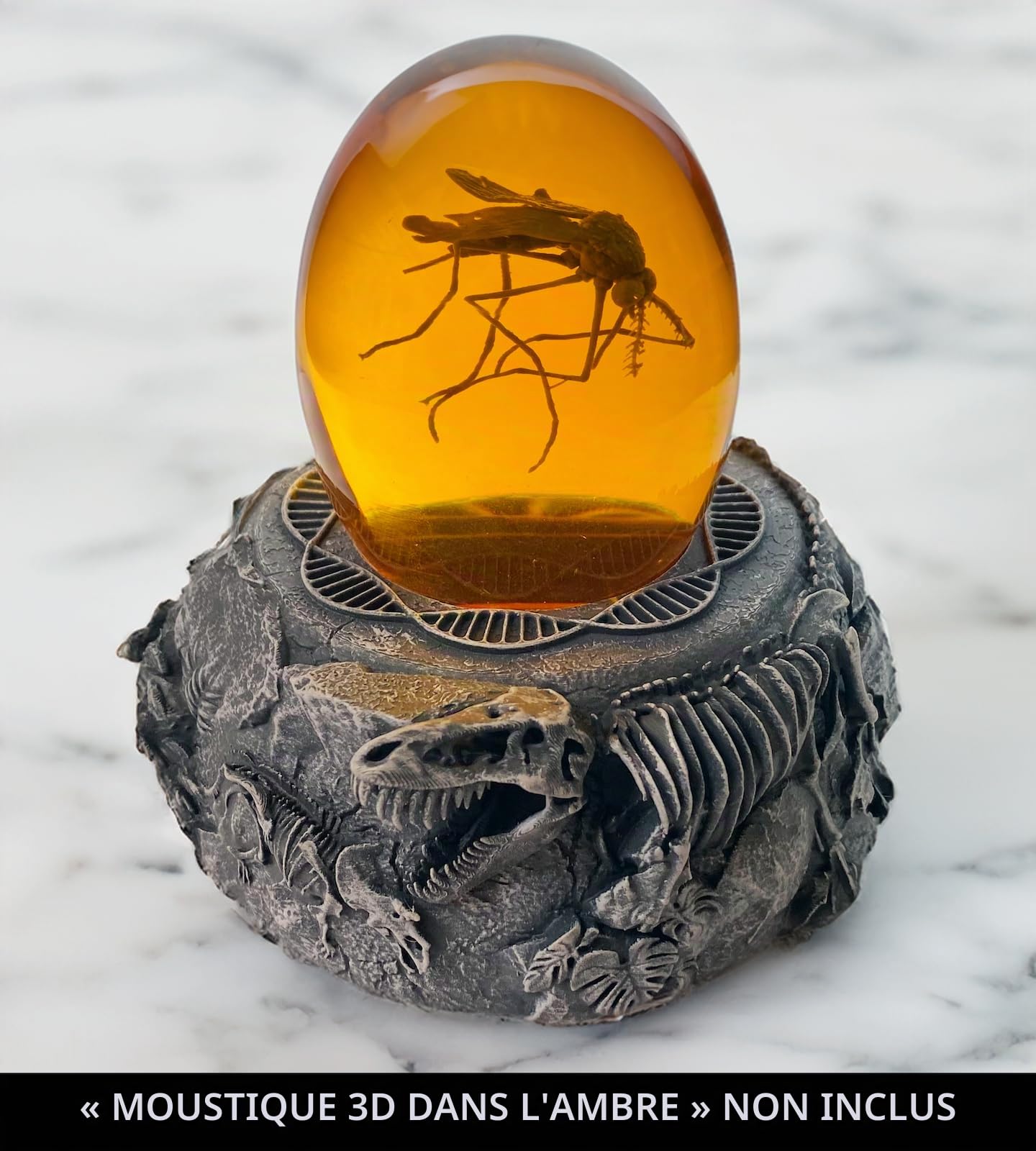 Jurassic Base Decor | Themen-Briefbeschwerer | Harzständer für Dinosaurier-Sammlerstücke | Detaillierte Skelette, DNA-Motiv & Mehr | Basis für Mücken in Bernstein und Fossil Sammlerstücke |_AB