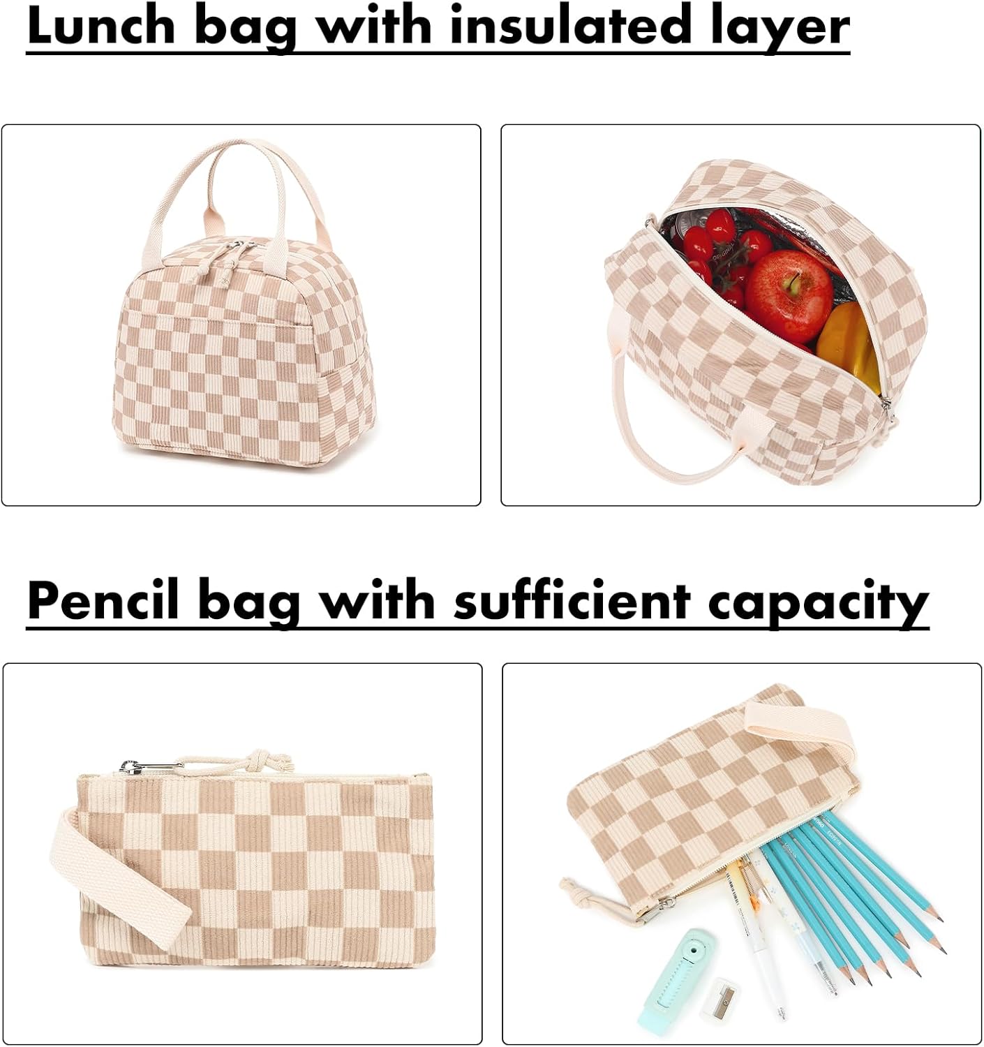 Bluboon School Backpack Set Girls Womens Laptop Bookbag Casual Daypack Fits 15 inch Laptop with Lunch Tote Bag and Pencil Bag - Image 4