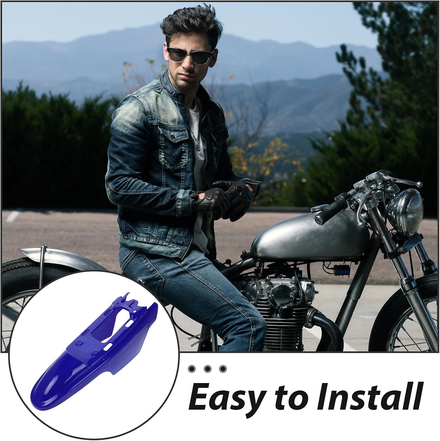 Mipcase Blue Plastic Rear Fender Kit for Motorbike Offroad Use, Suitable Fit with Hole Spacing 2.76in, Sleek Modern Design Enhancing Appearance and Protection