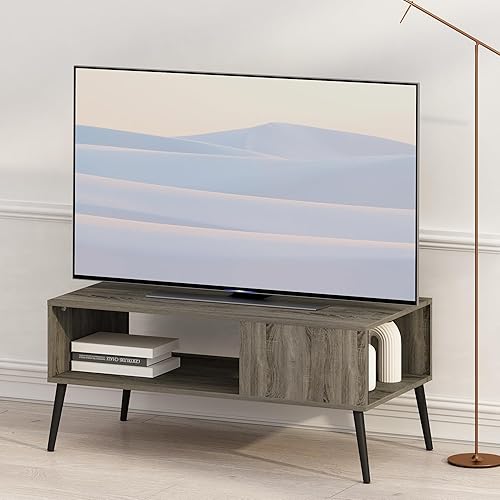 Miniatura 20 de Furinno para TV de 55 Pulgadas, Centro de Entretenimiento con 2 Almacenes y Estantes Abiertos, Soporte de TV de Estilo Moderno de Media Siglo,