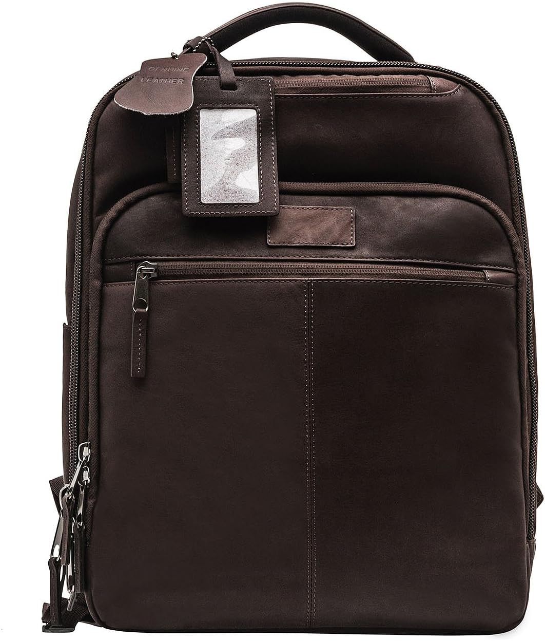 Renwick Genuine Leather Backpack (Dark Brown)