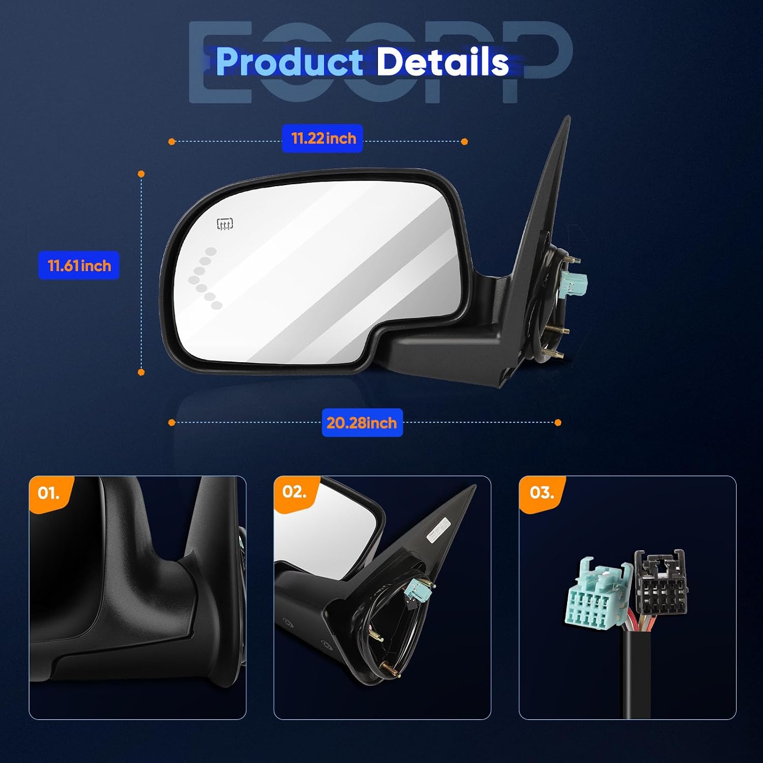 ECCPP Side Mirrors Compatible with 2003-06 For Chevy Silverado 1500 2007 Silverado 1500 Classic 2005-06 Silverado 1500 HD Manual Fold Heated Turn Signal Driver and Passenger Side 62134G-D67