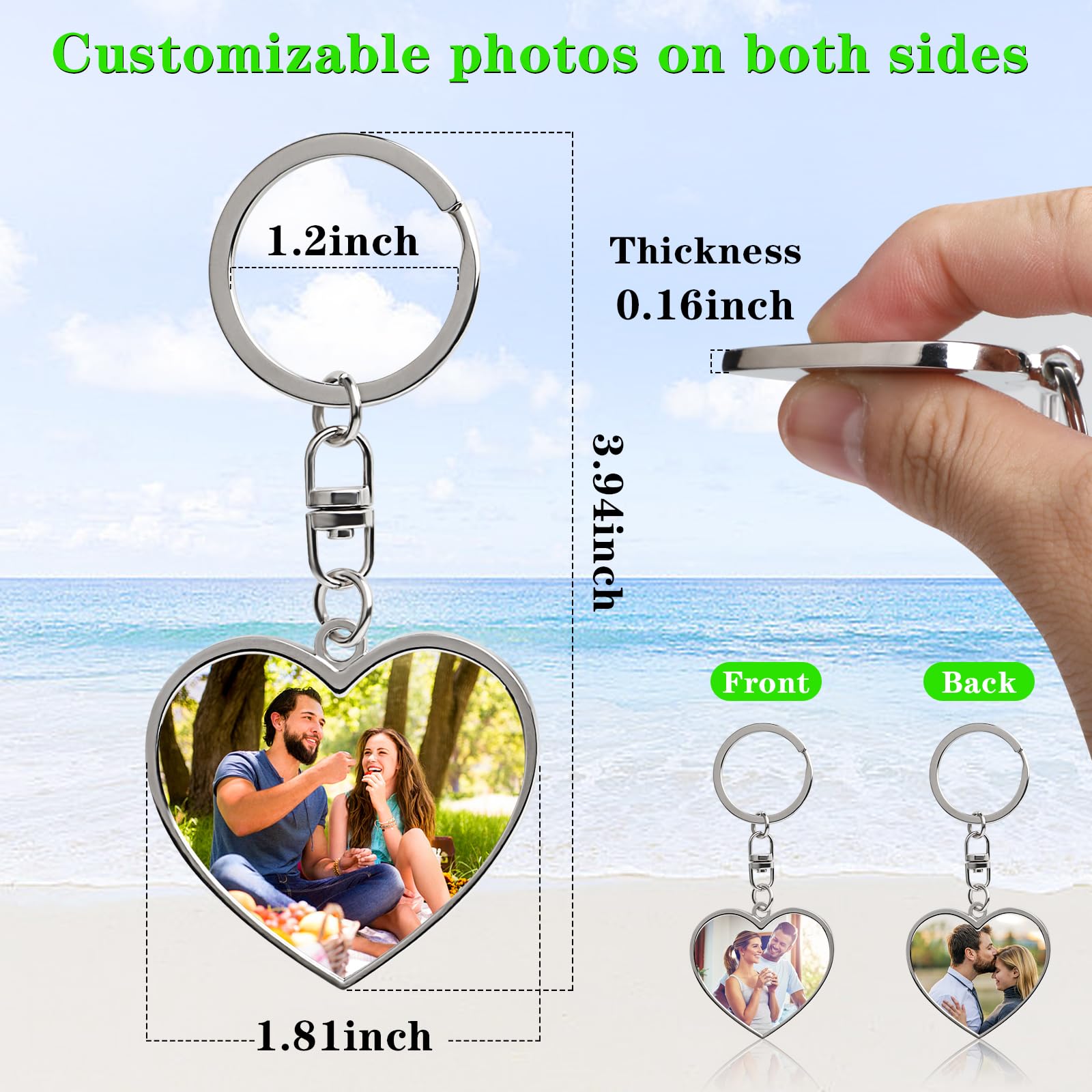 HYPERFOLD Llavero personalizado de doble cara con imagen, grabado personalizado, texto, regalos personalizados para hombres y novios