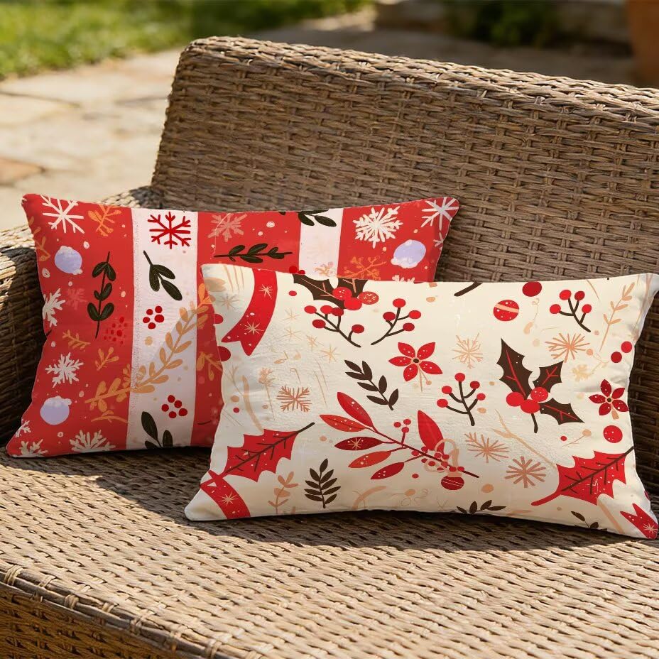 Housse de coussin extérieur 60x80 rouge imperméable lot de 2 grand format rectangulaire
