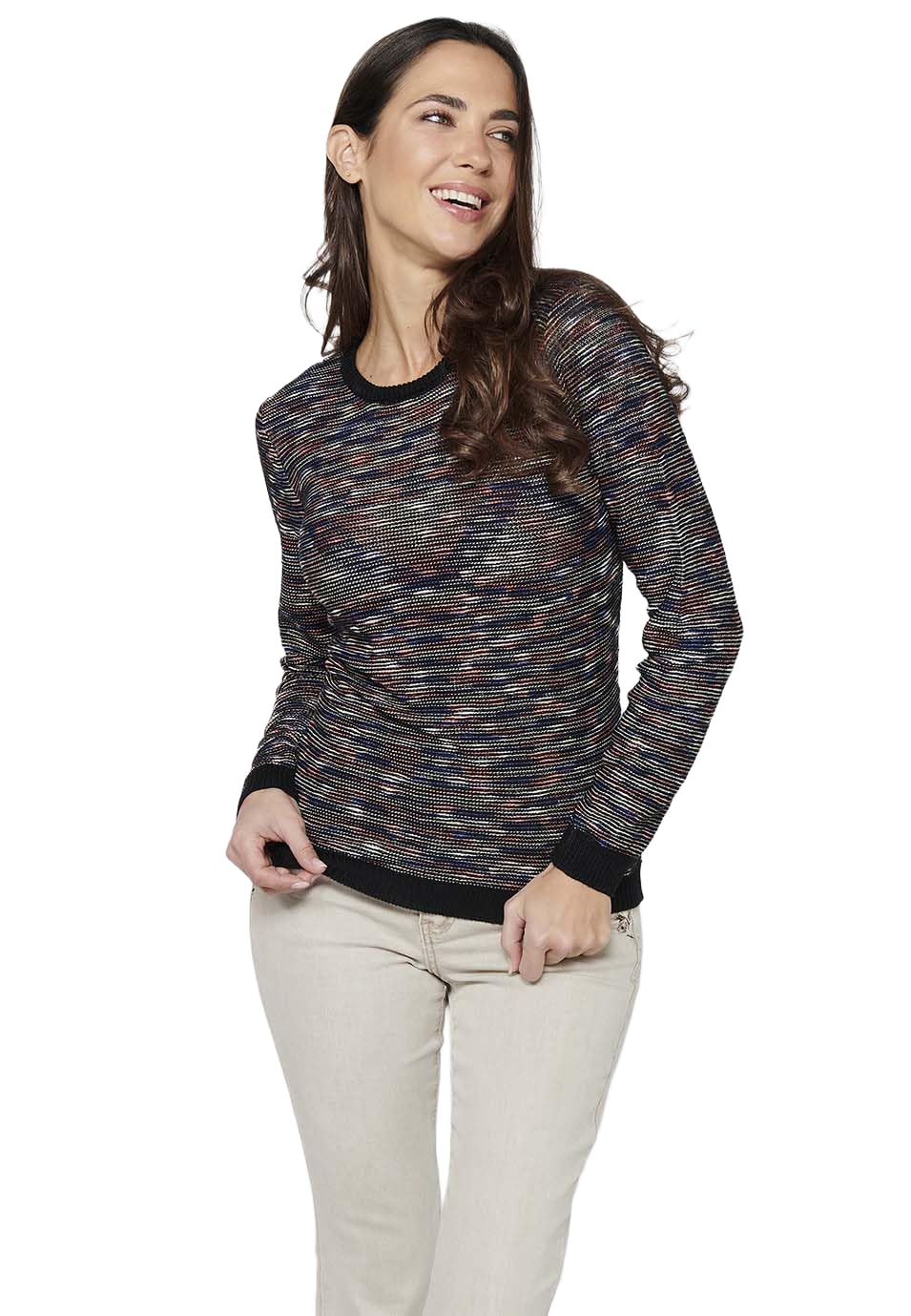 Koroshi Maglia a maniche lunghe da donna, multicolore