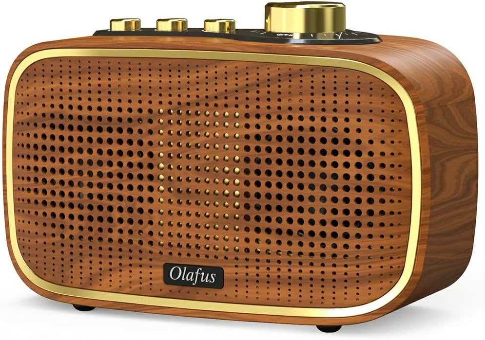Olafus Retro Bluetooth Speaker, 20W Wireless Vintage Wood Speakers, Powerful HD Sound Rechargeable Speaker, 20H Long Playtime, Bluetooth V5.0, AUX Wired Speaker for Bedroom