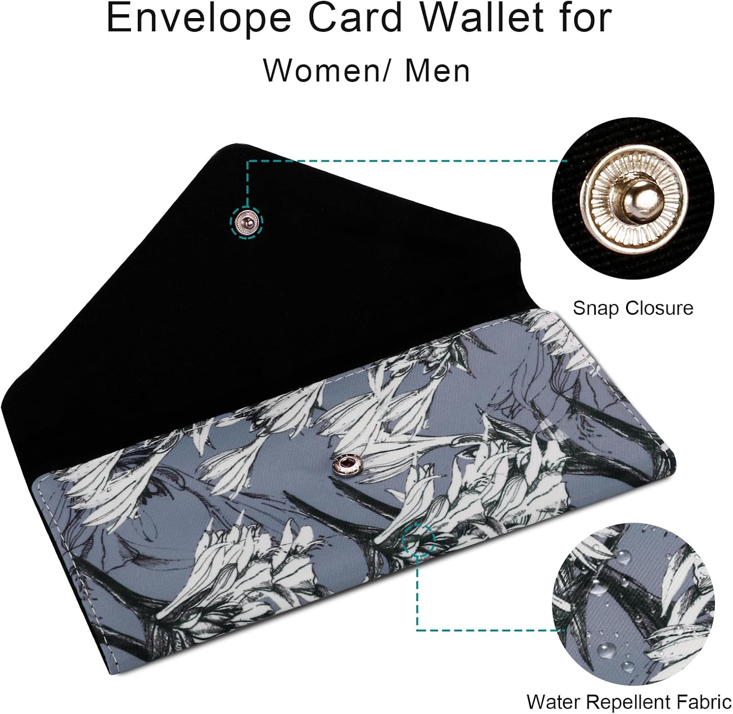 Envelope Card Holder Wallet for Women Ultra Thin Water Resistant Multi-card Holder Purse, Purple Leaf image 4