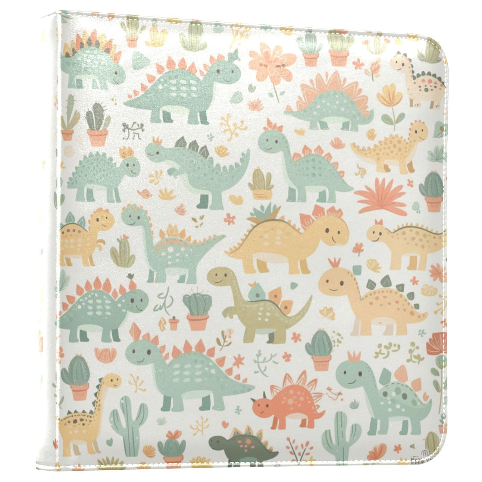 Kigai Cute Dinosaurs Photo Album Self Adhesive Scrapbook Album Leather Cover DIY Picture Scrap Book with 20 Adhesive Sheets, 11.8x24x0.8 inch