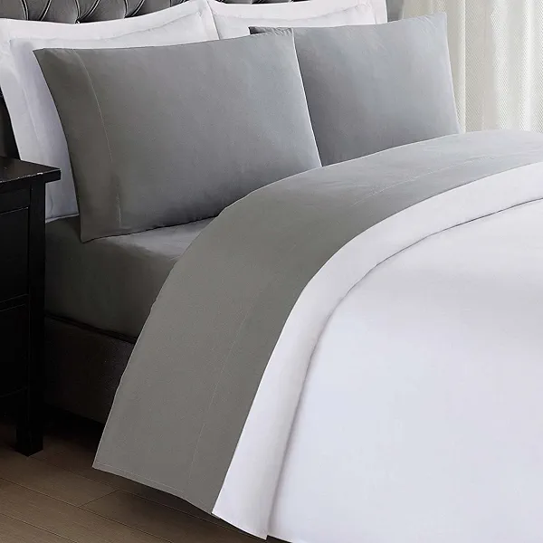 My World Solid Sheet Sets Grey Polyester 4-Piece Full Sheet Set, Solid Themed, for Kids, OEKO-TEX Certified