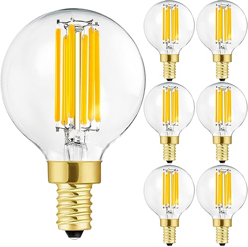 Leools Bombilla LED e12 regulable g16.5 6W igual 60 vatios 600lm AC120V e12 bombilla para candelabros para candelabros, ventilador de techo, vanidad