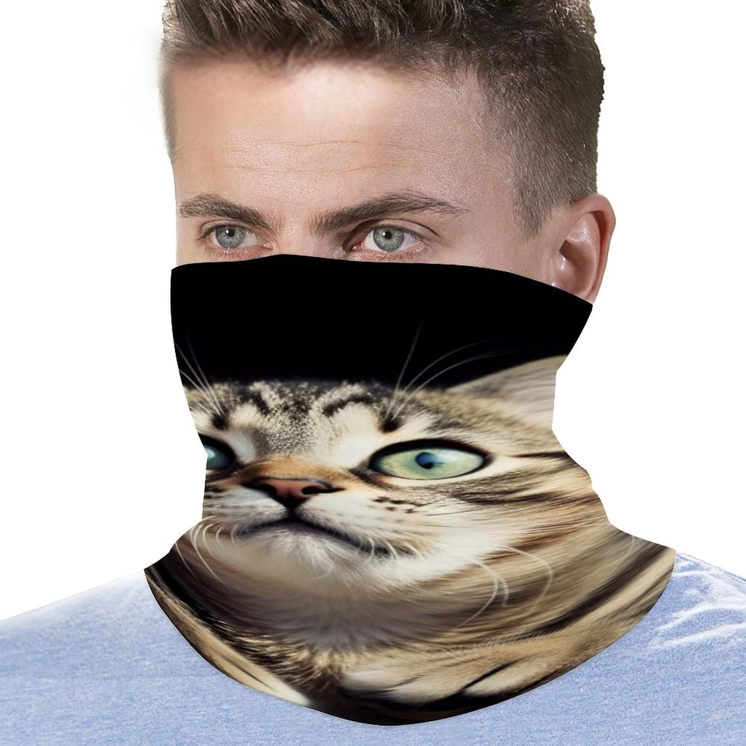 Neck Gaiter Face Mask for Cold Weather Cat Face Cover Scarf for Men Women Elastic Headbands Wind-proof Bandana for Skiing Fishing Hiking Cycling