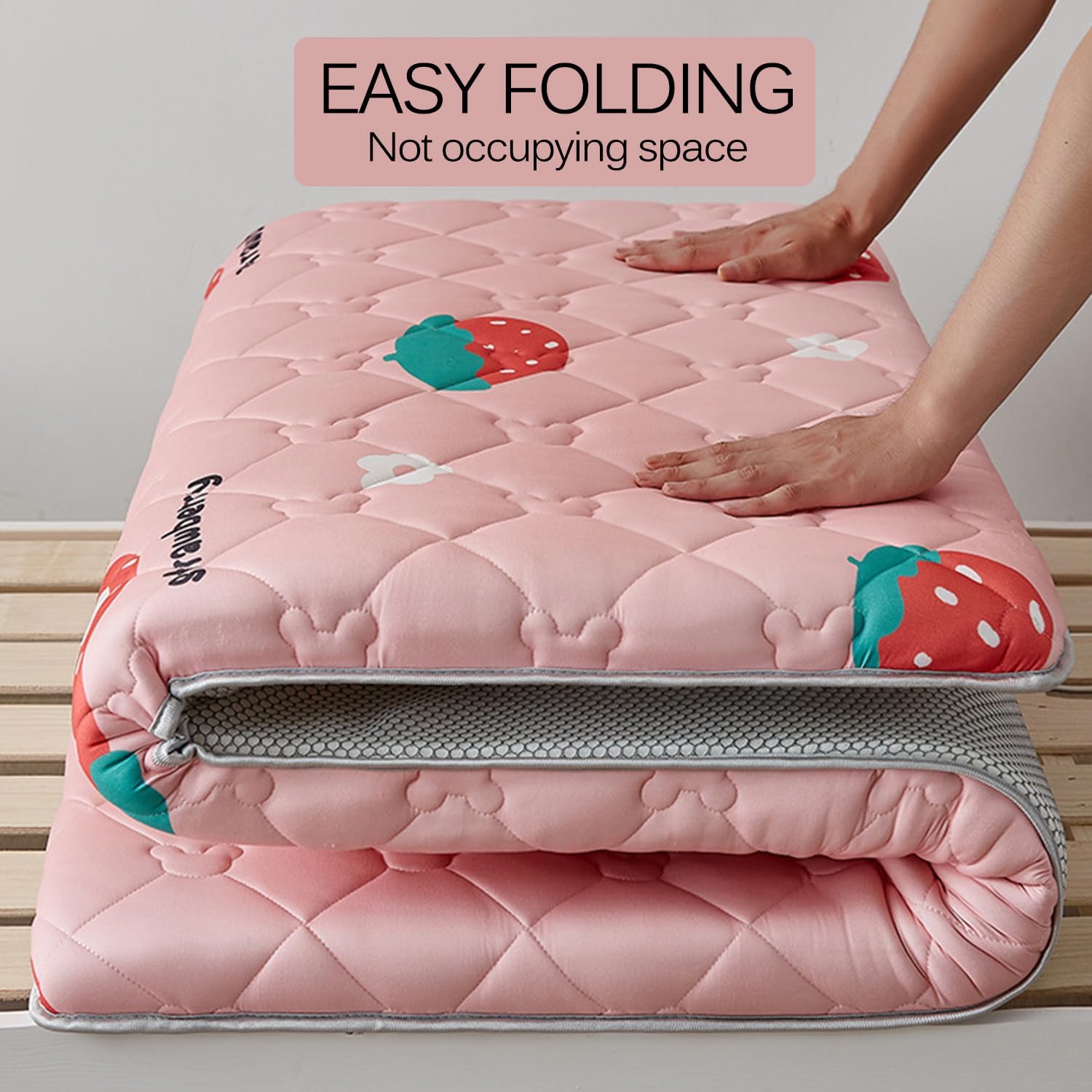 D,135x190cm, Futon Mattress Topper Traditional Japanese Floor Mattress Pad Comfortable and Soft with Cute Pattern Thick 3Cm Folding Sleeping Pad Floor Guest Bed for Dormitory