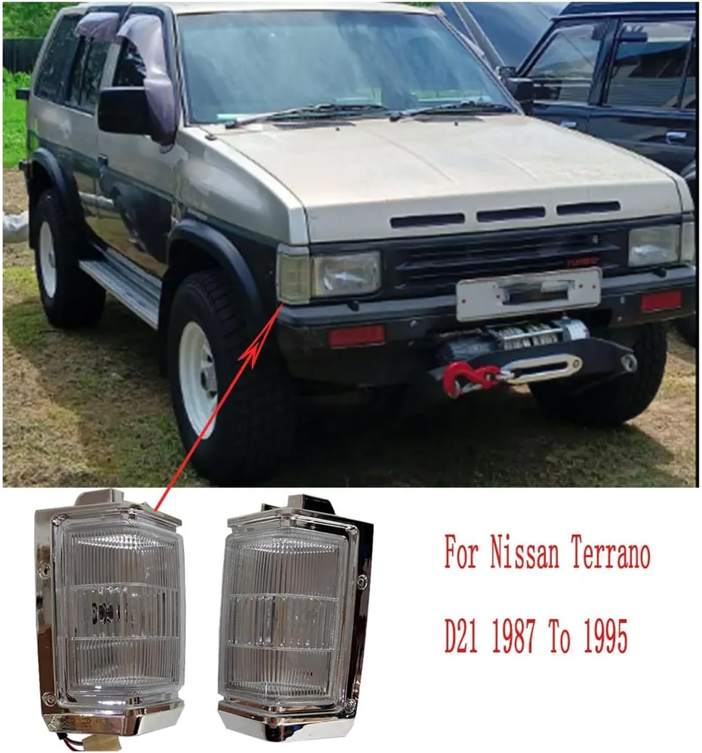 A Pair Car Front Turn Signal Light Corner Lamp Compatible with Nissan Terrano LBYD21 VBYD21 WHYD21 D21 1987 to 1995(Yellow)