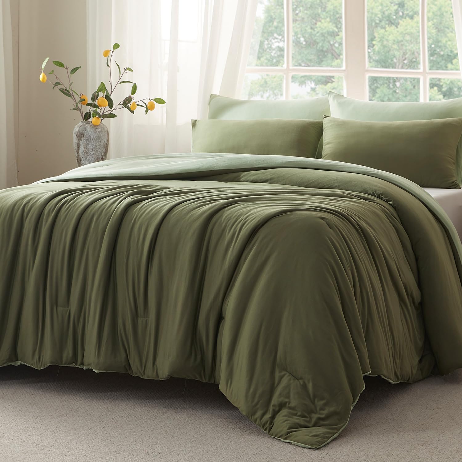 Queen Comforter Set, Ultra-Soft Jersey Knit 3 Piece Bedding Sets