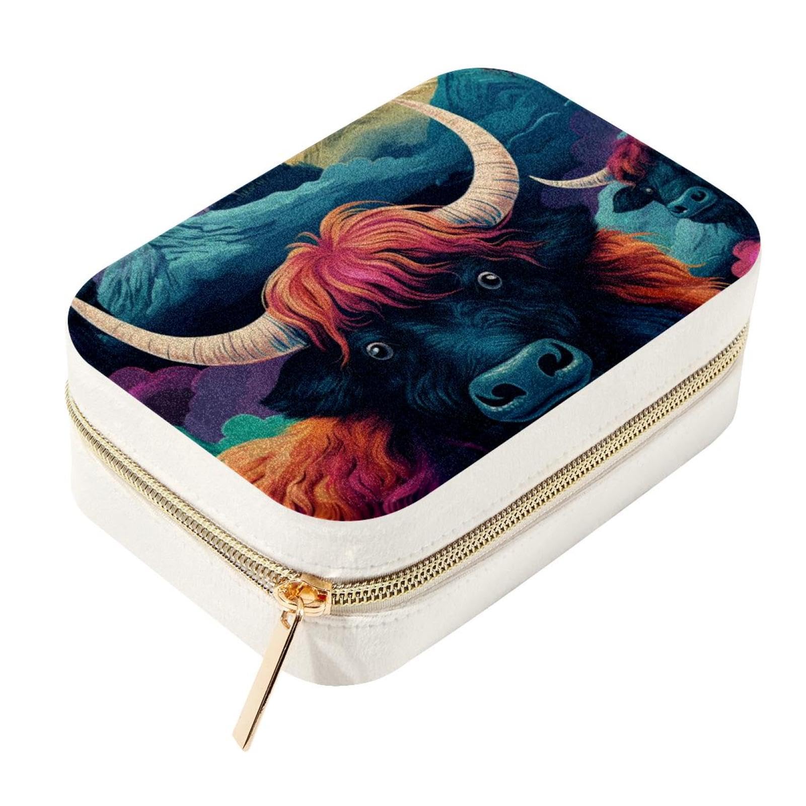 Joyero elegante con patrón de yak y doble capa para conservar pulseras y joyas